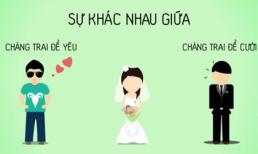Sự khác nhau giữa chàng trai để cưới và để yêu