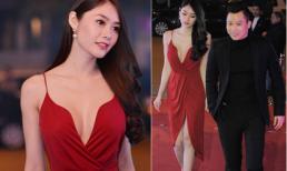 Linh Chi diện đầm hai dây gợi cảm giữa trời đông Hà Nội