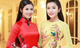 Huyền My, Ngọc Hân duyên dáng với áo dài truyền thống