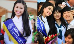 Á hậu Diễm Trang đẹp rạng ngời về thăm trường cũ sau đăng quang