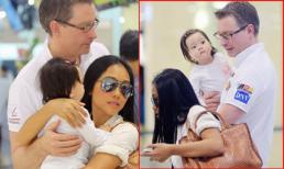 Gia đình Đoan Trang rạng rỡ xuất hiện tại phi trường