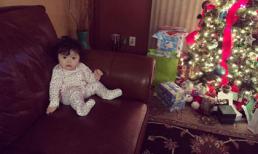 Cadie mắt tròn xoe háo hức ngắm cây thông Noel