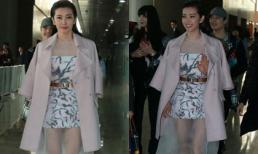 Lý Băng Băng diện váy voan mỏng khoe chân trần giữa trời đông