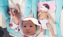 Con gái mới sinh của Lý Hải bịt mắt phơi nắng cực yêu