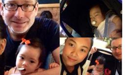 Con gái Đoan Trang 'đứng ngồi không yên' khi được bố mẹ đưa đi chơi