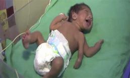 Bé sơ sinh có 3 cánh tay, tinh hoàn nằm trong dạ dày