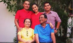 Tăng Thanh Hà diện áo bà ba đỏ rực đón tết cùng đại gia đình