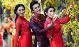 Bộ ba gương mặt làng giải trí nổi bật với sắc đỏ trên phố xuân