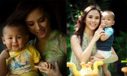 Con trai Á hậu Thiên Lý làm duyên cực yêu bên mẹ