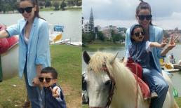 Subeo và mẹ Hà Hồ cưỡi ngựa, tạo dáng cực yêu ở Đà Lạt