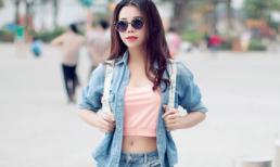 Trà Ngọc Hằng dáng "cực ngầu", khoe eo thon trên phố