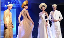 Mẫu Việt đẹp rạng ngời trong bộ sưu tập “Vết son” của Áo dài Minh Châu