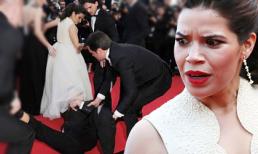 Sao nữ hú hồn vì bị nhà báo tốc và chui vào váy trên thảm đỏ Cannes