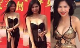 Em gái Can Lộ Lộ diện váy xẻ cao tới rốn khoe nội y vô duyên