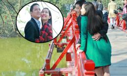 Bắt gặp Kim Hiền ôm chồng sắp cưới tình tứ ở Hồ Gươm