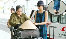 Bắt gặp Trương Thị May váy hoa, đi giày bệt ở sân bay