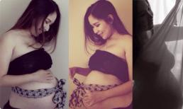 Duy Uyên vén áo khoe bụng bầu vượt mặt