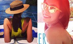 Hà Tăng cười thả ga, khoe vai trần gợi cảm trong kỳ nghỉ