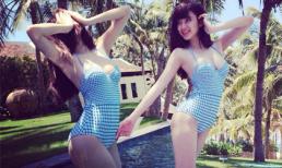 Angela Phương Trinh khoe dáng đồng hồ cát cong vút bên hồ bơi