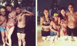 Fan sốt vì ảnh Văn Mai Hương diện bikini bơi đêm bên gia đình