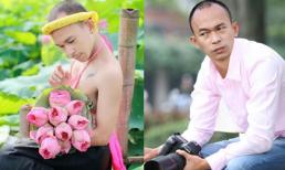 Nghía chân dung thật của chàng trai mặc áo yếm tạo dáng bên hồ sen