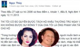 Ngọc Thúy bức xúc vì bị cho là tranh chấp tài sản khi tách khẩu