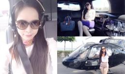 Siêu mẫu Ngọc Bích khoe được limousine đưa đón và ngồi trực thăng ngắm cảnh