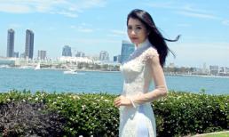 Lan Hương thướt tha trong tà áo dài của Huỳnh Lợi tại Mỹ