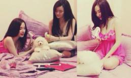 Chị em Phương Trinh gợi cảm với đồ ngủ trong phòng riêng