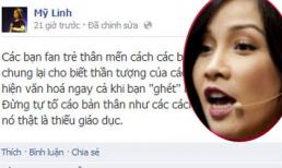 Mỹ Linh lên tiếng rằng Fan Sơn Tùng M-TP thiếu giáo dục 