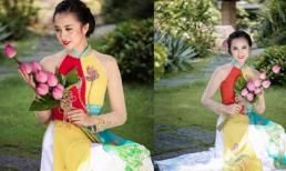 Thủy Phạm duyên dáng trong tà áo dài hướng về biển Đông