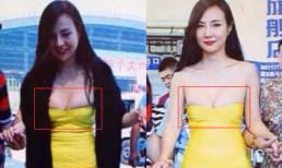 Can Lộ Lộ mặc váy quây ngực "tụt" quá đà