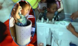 Hy hữu chú bé mắc kẹt trong thùng máy giặt