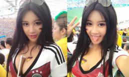 "Choáng" với màn dùng ngực "kẹp" điện thoại của nữ cổ động viên Trung Quốc