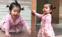 Con gái Xuân Lan buộc tóc ngộ nghĩnh, chập chững tập đi