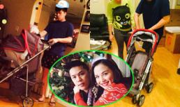 Chồng Diễm Hương 'cặm cụi' lắp xe đẩy cho con trai sắp sinh