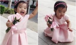 Con gái Xuân Lan diện váy công chúa cực xinh dự đám cưới Lê Thúy