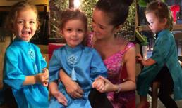 Con gái Hồng Nhung dễ thương khi mặc áo dài cách tân