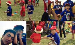 Bé Subeo thích thú chơi kéo co ở trường