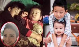 Hai con Jennifer Phạm ngủ say vẫn ôm chặt lấy nhau