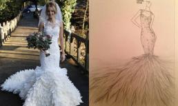 Cô dâu Anh tự khâu 22.000 sợi lông ngỗng thành áo cưới