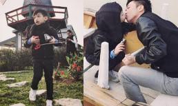 Bố con Subeo 'khóa môi' tình cảm khiến fans ghen tỵ