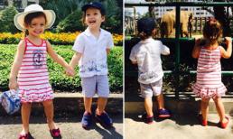 Cặp 'thiên thần' nhà Hồng Nhung tung tăng đi sở thú