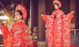 Dương Hiểu Ngọc thả dáng  trong BST áo dài 'Hoa xuân' của Tommy Nguyễn