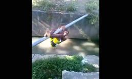 Rơi xuống cống vì thích thể hiện tài năng đi thăng bằng