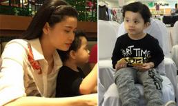 'Bắt gặp' Trương Quỳnh Anh tưng bừng đưa con trai đi ăn
