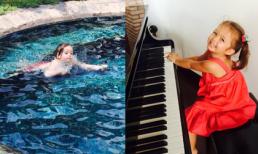 Bé Tép nhà Hồng Nhung trổ tài chơi đàn và bơi lội điệu nghệ