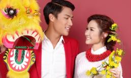 Hot girl Ngọc Anh Anh sánh đôi cầu thủ Mạc Hồng Quân chúc Tết độc giả