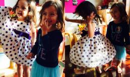 Con trai Hồng Nhung mặc váy xinh không kém em gái