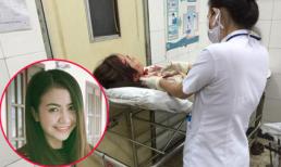 Á hậu Ái Châu bị tai nạn xe hơi phải khâu một đường dài trên đầu